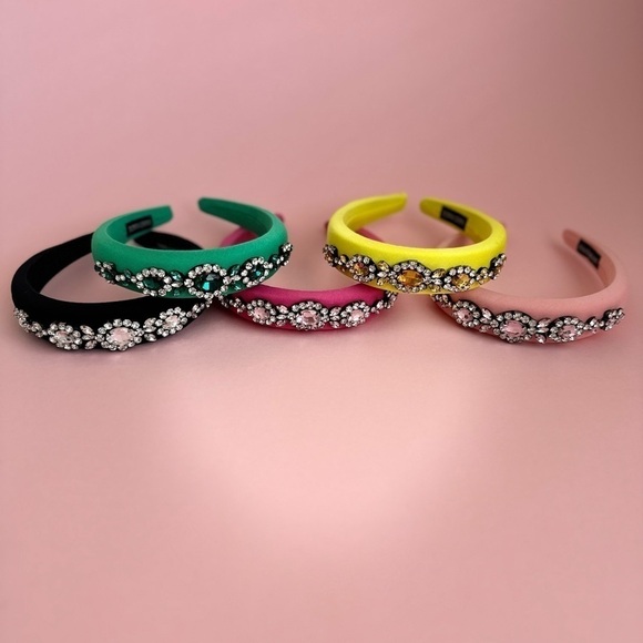 Yellow Fabric Rhinestone Headband - Picture 6 of 6